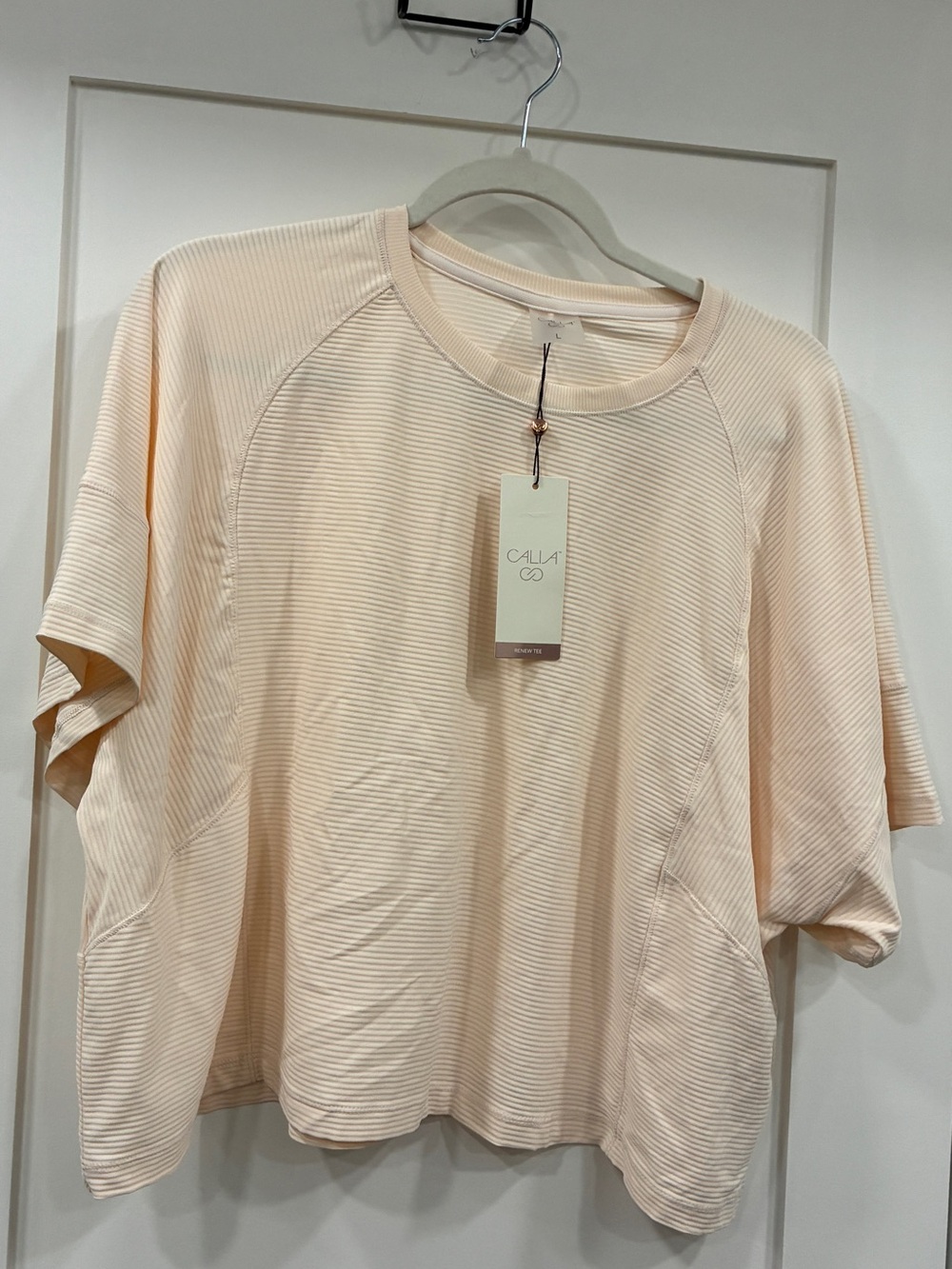 CALLIA Renew Tee Ribbed Short Sleeve Top - Size Large NWT